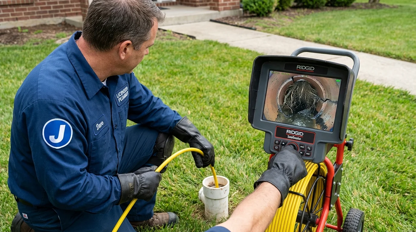 Sewer camera inspection being performed by Johns Plumbing LLC in Crest Hill